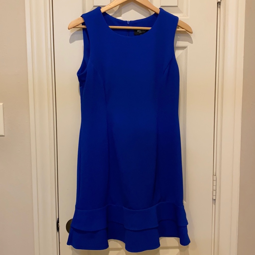 RN Studio Textured Sleeveless Cobalt Blue Dress